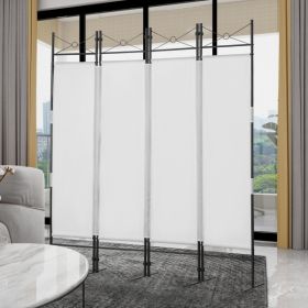 4-Panel folding wrought iron screen (Color: White)