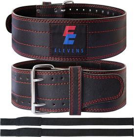 Weight Lifting Belt Leather Fitness Belt for Strength Training Unisex Black (Color: Red and Black)