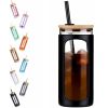 Glass Water Bottle Straw Silicone Bamboo Lid