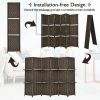 6 Panel Folding Weave Fiber Room Divider with 2 Display Shelves