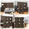 6 Panel Folding Weave Fiber Room Divider with 2 Display Shelves