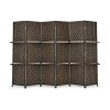 6 Panel Folding Weave Fiber Room Divider with 2 Display Shelves