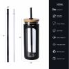 Glass Water Bottle Straw Silicone Bamboo Lid