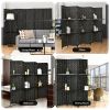 6 Panel Folding Weave Fiber Room Divider with 2 Display Shelves