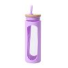 Glass Water Bottle Straw Silicone Bamboo Lid